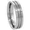 6mm Titanium Wedding Band Ring 2 Grooves Brushed Center Flat Comfort Fit Size 9.5 view 3