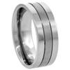 8mm Titanium Wedding Band Ring 2 Grooves Brushed Center Flat Comfort Fit Size 12 view 3