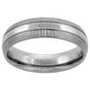 6mm Titanium Wedding Band Ring Polished Stripe Center Brushed Edges Domed Comfort Fit Size 11.5 view 1