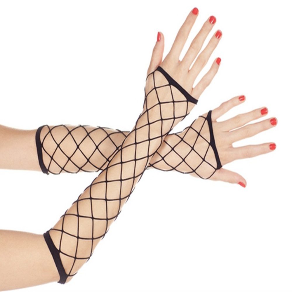 MUSIC LEGS Women's Big Diamond Net Fingerless Arm Warmer, Black, One Size