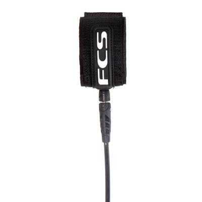 FCS Regular Classic Surfboard Leash  Durable 7mm Cord, Neoprene Strap, Anti-Tangle Swivel  Everyday Surf Leash for 28ft Waves (Black, 6')