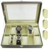 Science Purchase Large Watch Box with 12 Compartments, Black Faux Leather Display Case with Glass Top - Jewelry Organizer (13" x 7" x 3") view 2