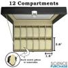 Science Purchase Large Watch Box with 12 Compartments, Black Faux Leather Display Case with Glass Top - Jewelry Organizer (13" x 7" x 3") view 4