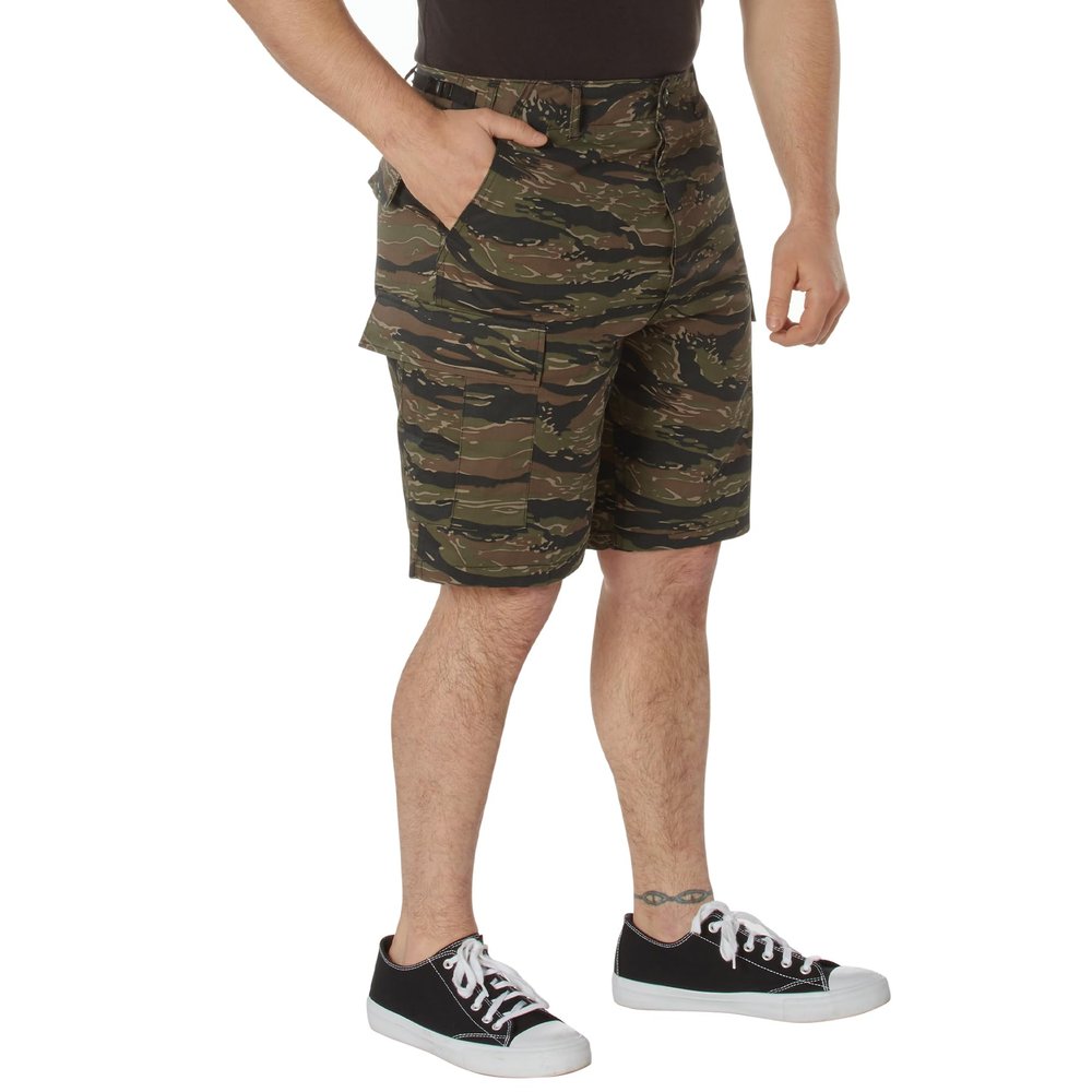 Rothco Tactical Camo BDU Shorts  Rugged Outdoor Hiking Camping Comfortable Cargos, Tiger Stripe Camo, S