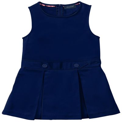 Classroom Little Girls' Uniform Kick Pleat Printed Jumper Dress, Navy Blue, 6