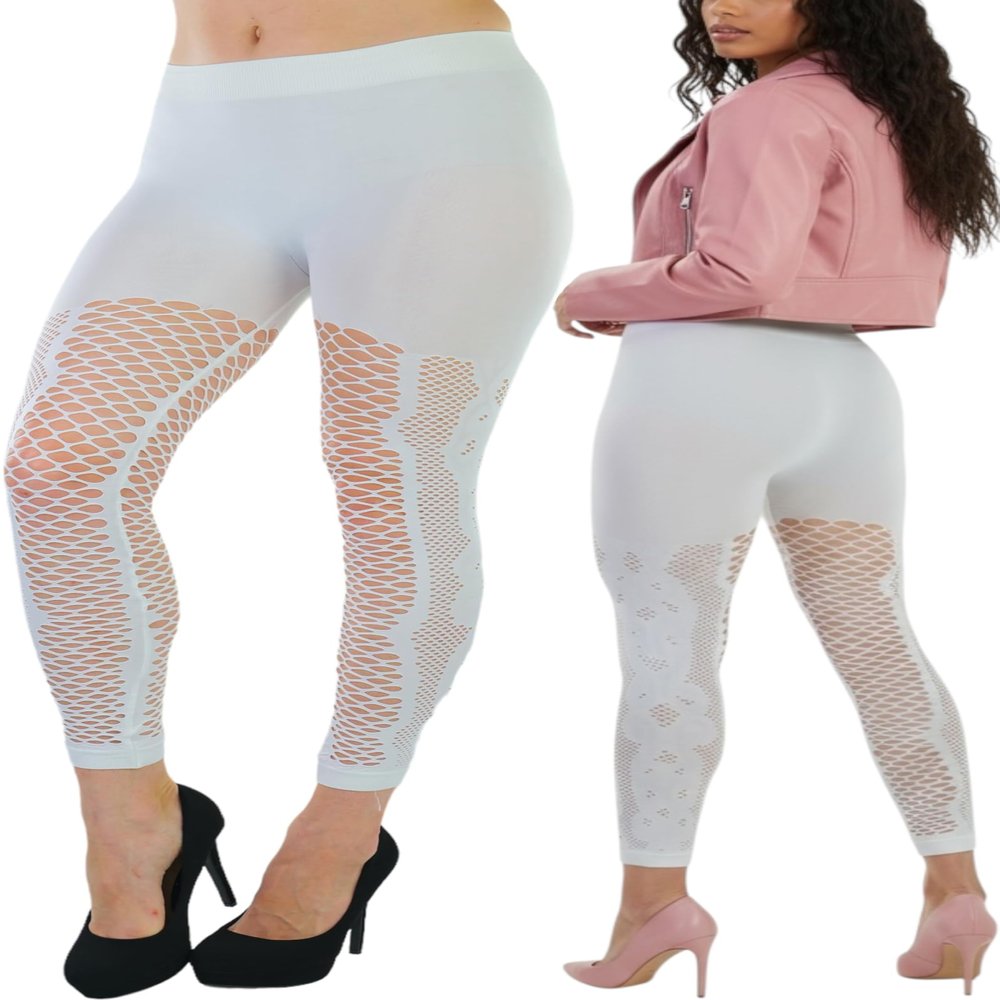 ToBeInStyle Womens Pothole Rip Hole Punk Hosiery Tights Leggings Distressed Style - Capri White - One Size