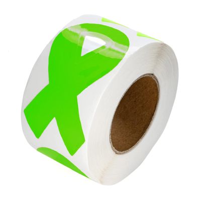 250 Large Lime Green Ribbon Stickers - Lime Green Ribbon Awareness Stickers for Fundraisers & Awareness Events
