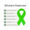 250 Large Lime Green Ribbon Stickers - Lime Green Ribbon Awareness Stickers for Fundraisers & Awareness Events view 3