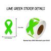 250 Large Lime Green Ribbon Stickers - Lime Green Ribbon Awareness Stickers for Fundraisers & Awareness Events view 4