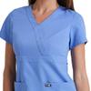 Grey's Anatomy Women's Junior Fit 3 Pocket Mock Wrap Scrub Top, Ceil, Medium view 2