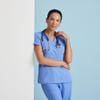 Grey's Anatomy Women's Junior Fit 3 Pocket Mock Wrap Scrub Top, Ceil, Medium view 3