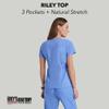 Grey's Anatomy Women's Junior Fit 3 Pocket Mock Wrap Scrub Top, Ceil, Medium view 4