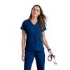 Grey's Anatomy Barco Women's Junior Fit 3 Pocket Mock Wrap Scrub Top, Indigo, X-Small view 1