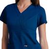 Grey's Anatomy Barco Women's Junior Fit 3 Pocket Mock Wrap Scrub Top, Indigo, X-Small view 2