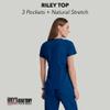 Grey's Anatomy Barco Women's Junior Fit 3 Pocket Mock Wrap Scrub Top, Indigo, X-Small view 4