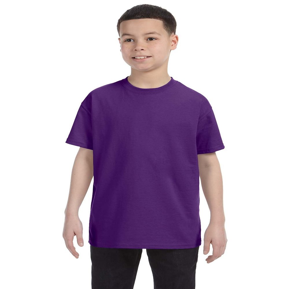 Gildan Big Boys Heavy Taped Neck Comfort Jersey T-Shirt, Purple, XL
