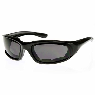 zeroUV Protective Sports Eyewear Goggles Multisport Safety Padded Glasses (Shiny-Black Smoke)