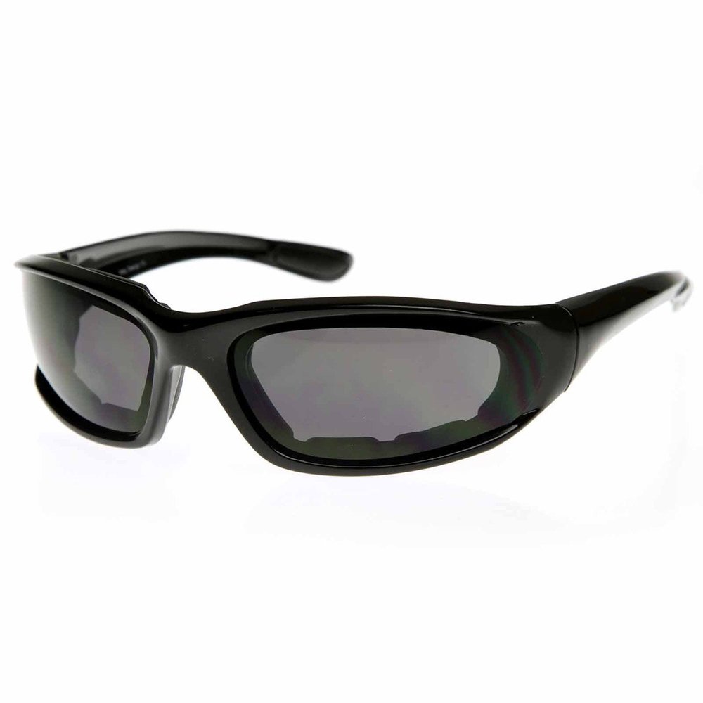 zeroUV Protective Sports Eyewear Goggles Multisport Safety Padded Glasses (Shiny-Black Smoke)