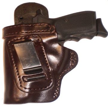 1911 4 inch Heavy Duty Brown Left Hand Inside The Waistband Concealed Carry Gun Holster With Forward Cant and Slide Guard Bodyshield