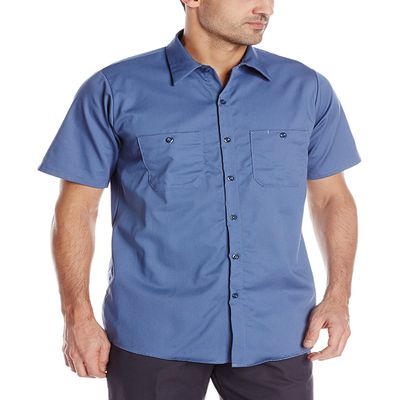 Red Kap mens Short Sleeve Wrinkle-Resistant Cotton Work Shirt Postman Blue 3X-Large/Tall