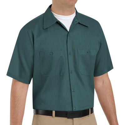Red Kap mens Short Sleeve Wrinkle-Resistant Cotton Work Shirt Spruce Green X-Large