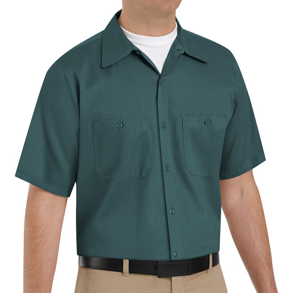 Red Kap mens Short Sleeve Wrinkle-Resistant Cotton Work Shirt Spruce Green X-Large