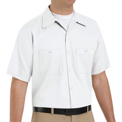 Red Kap mens Short Sleeve Wrinkle-Resistant Cotton Work Shirt White Small