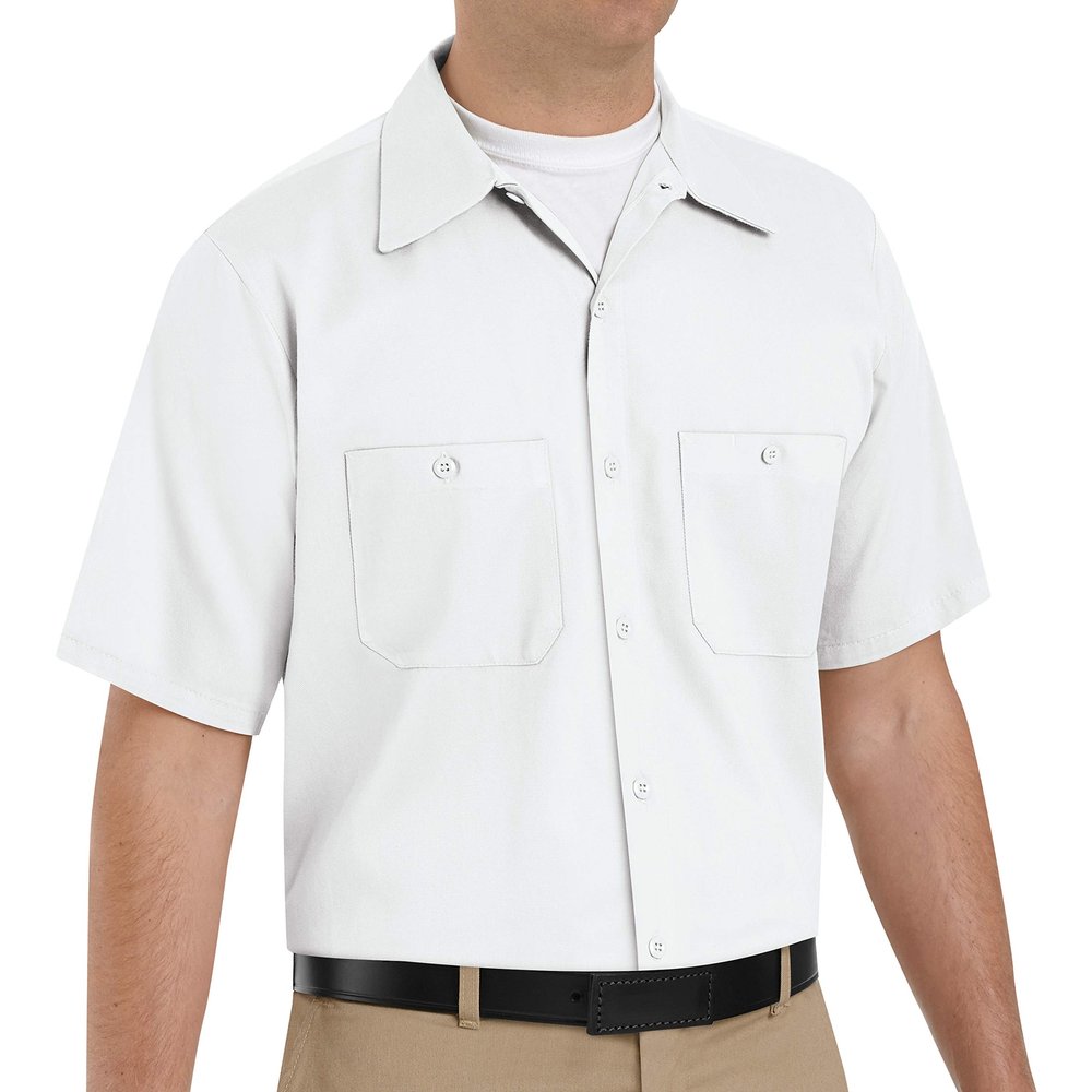 Red Kap mens Short Sleeve Wrinkle-Resistant Cotton Work Shirt White Small