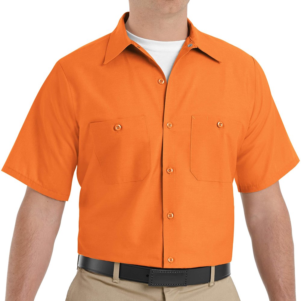 Red Kap Mens Industrial Shirt, Regular Fit, Short Sleeve, Orange, 3X-Large Tall US