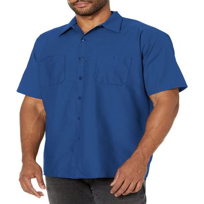 Red Kap Men's Industrial Work Shirt, Short Sleeve, Royal Blue, 4X-Large