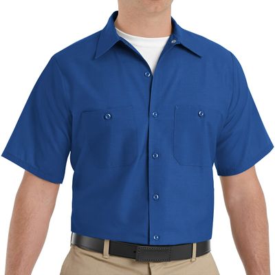 Red Kap Mens Industrial Shirt, Regular Fit, Short Sleeve, Royal Blue, Small US