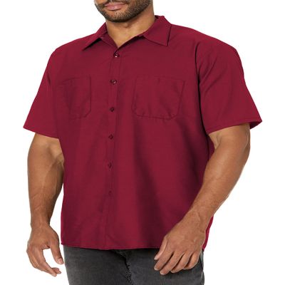 Red Kap Mens Short Sleeve Industrial Work Shirt, Burgundy, XX-Large US