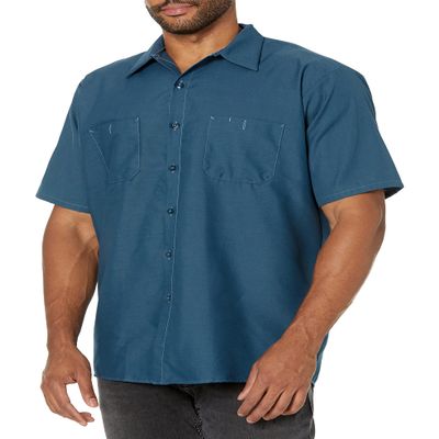 Red Kap Men's Tall Industrial Work Shirt, Regular Fit, Short Sleeve, Dark Blue, 3X-Large