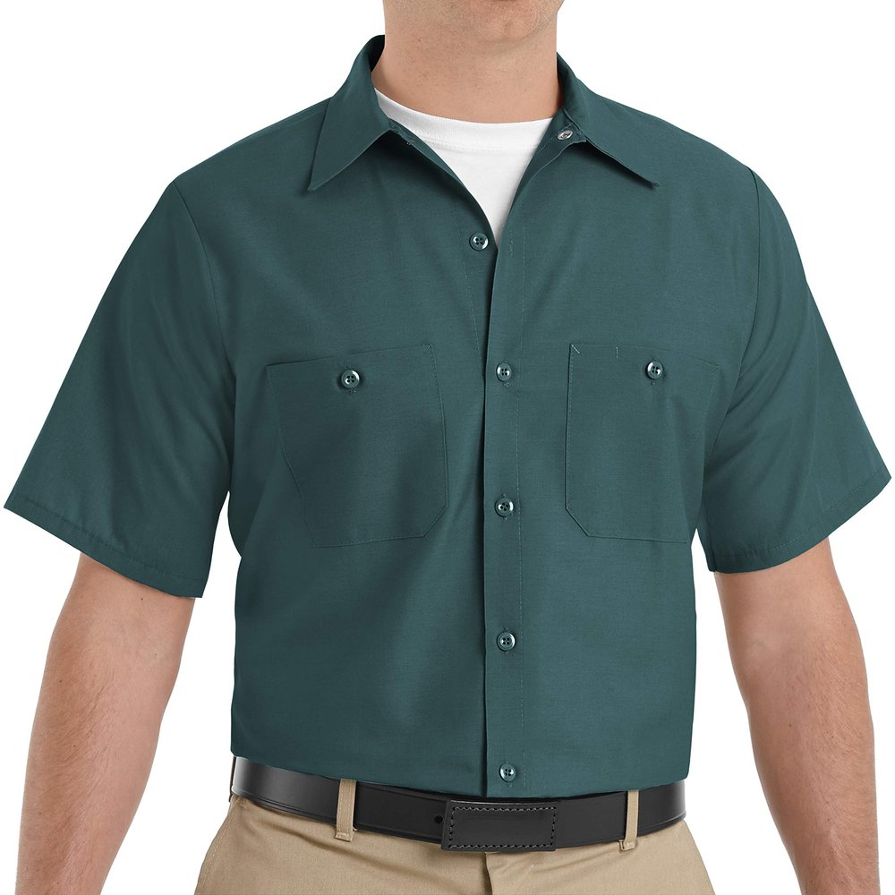 Red Kap Men's Standard Industrial Work Shirt, Regular Fit, Short Sleeve, Spruce Green, Medium