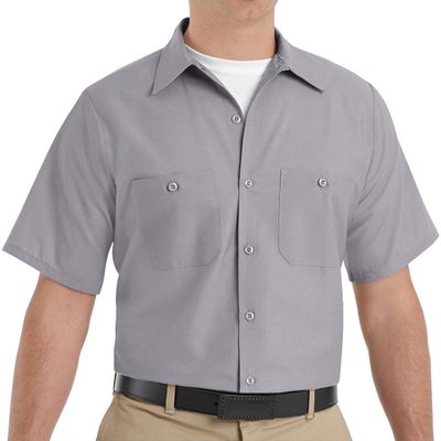 Red Kap Men's Standard Industrial Work Shirt, Regular Fit, Short Sleeve, Silver Grey, 4X-Large