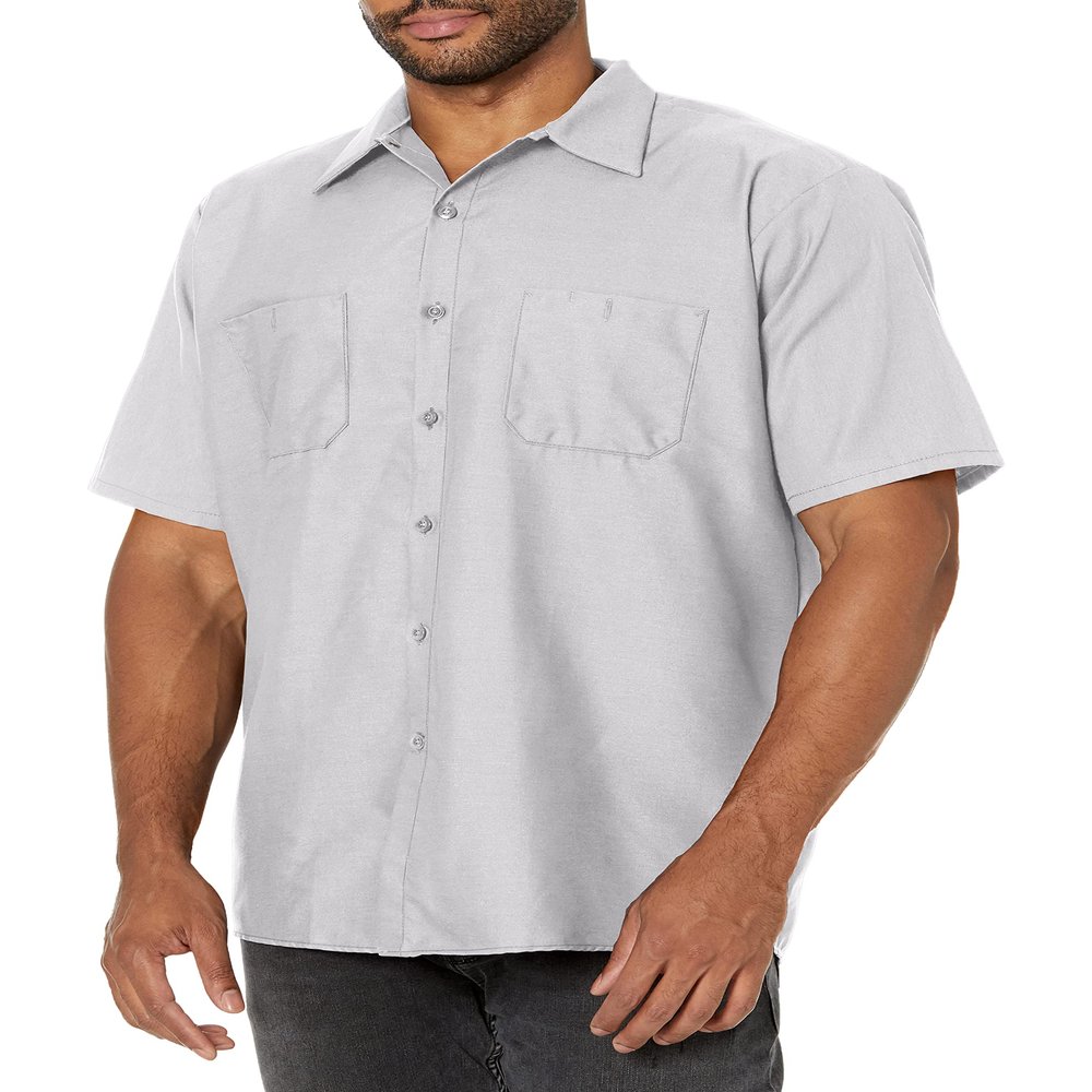 Red Kap Men's Industrial Work Shirt, Regular Fit, Short Sleeve, Silver Grey, XX-Large US