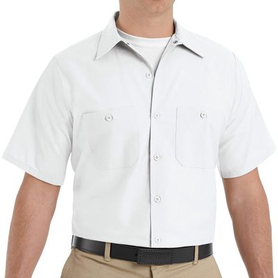 Red Kap Men's Industrial Work Shirt, Regular Fit, Short Sleeve, White, Medium Tall