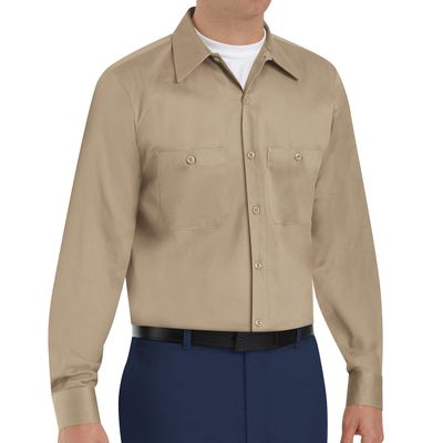 Red Kap Men's Wrinkle-Resistant Cotton Work Shirt, Khaki, 3X-Large