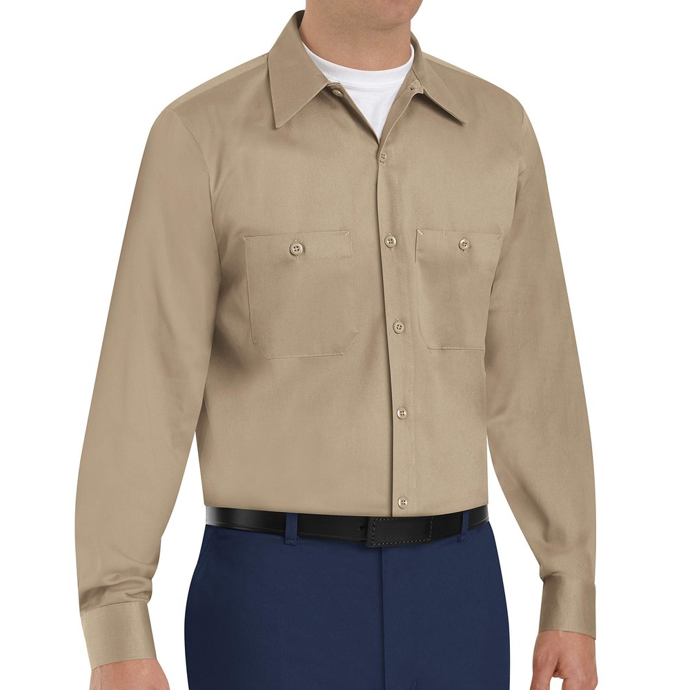 Red Kap Men's Wrinkle-Resistant Cotton Work Shirt, Khaki, 3X-Large
