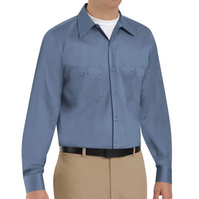 Red Kap Men's Wrinkle-Resistant Cotton Work Shirt, Postman Blue, Long X-Large