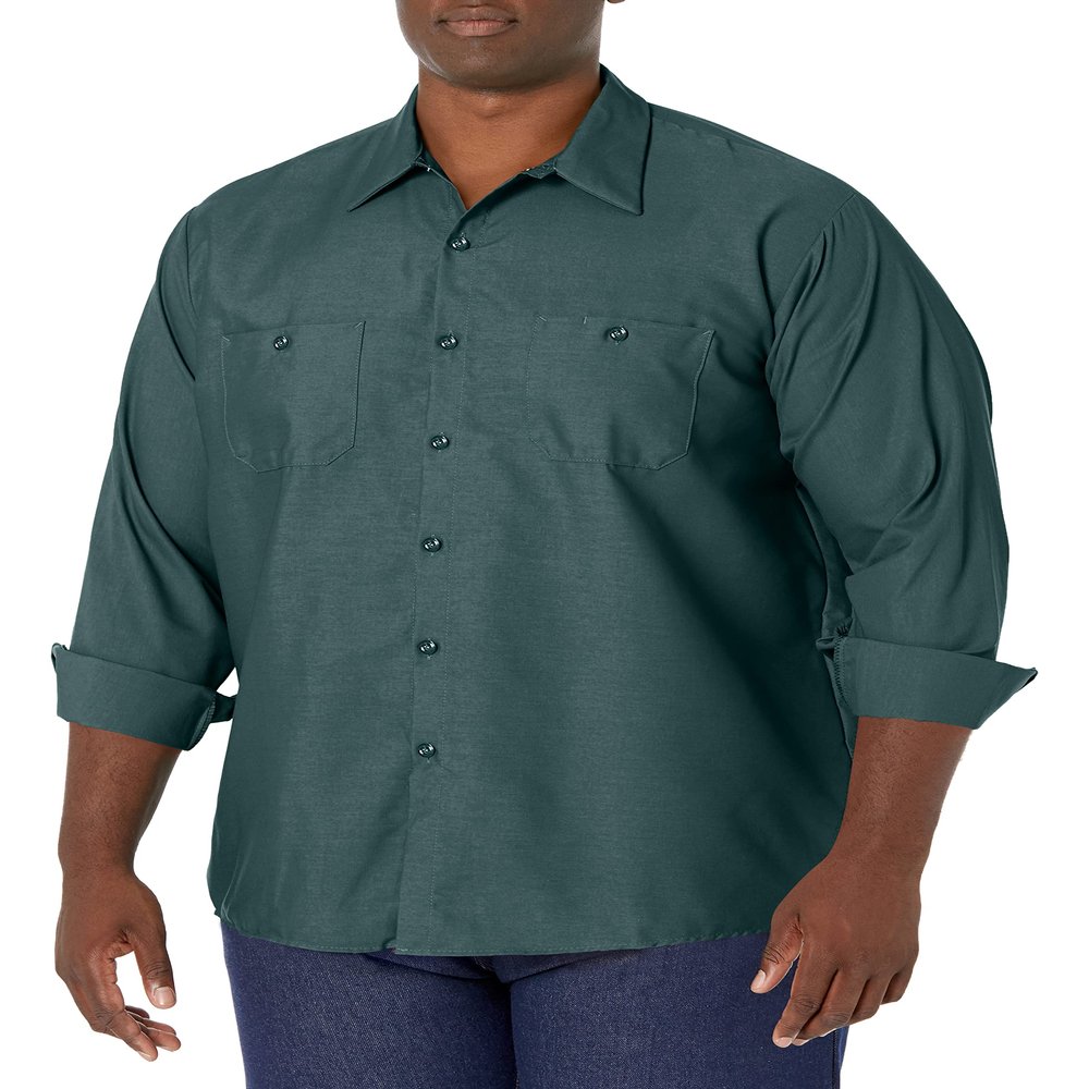 Red Kap Men's Wrinkle-Resistant Cotton Work Shirt, Spruce Green, Long 3X-Large