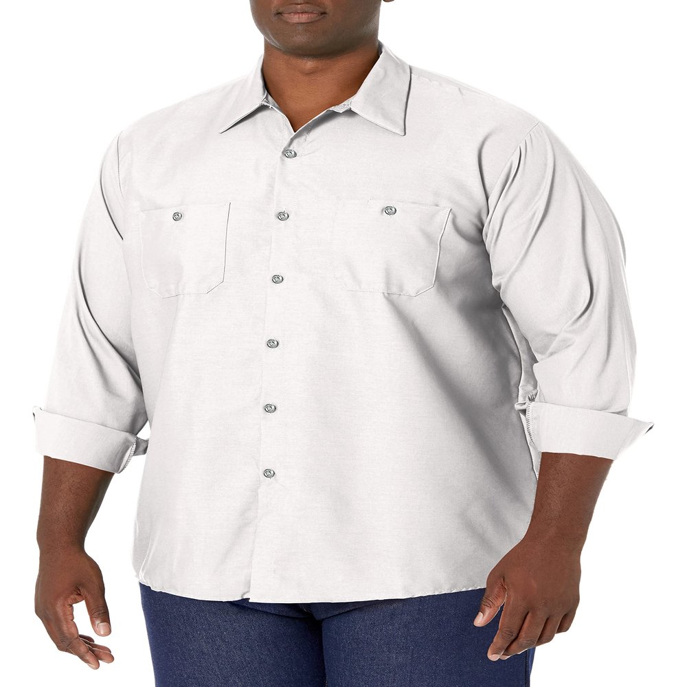 Red Kap Men's Wrinkle-Resistant Cotton Work Shirt, White, Long 3X-Large