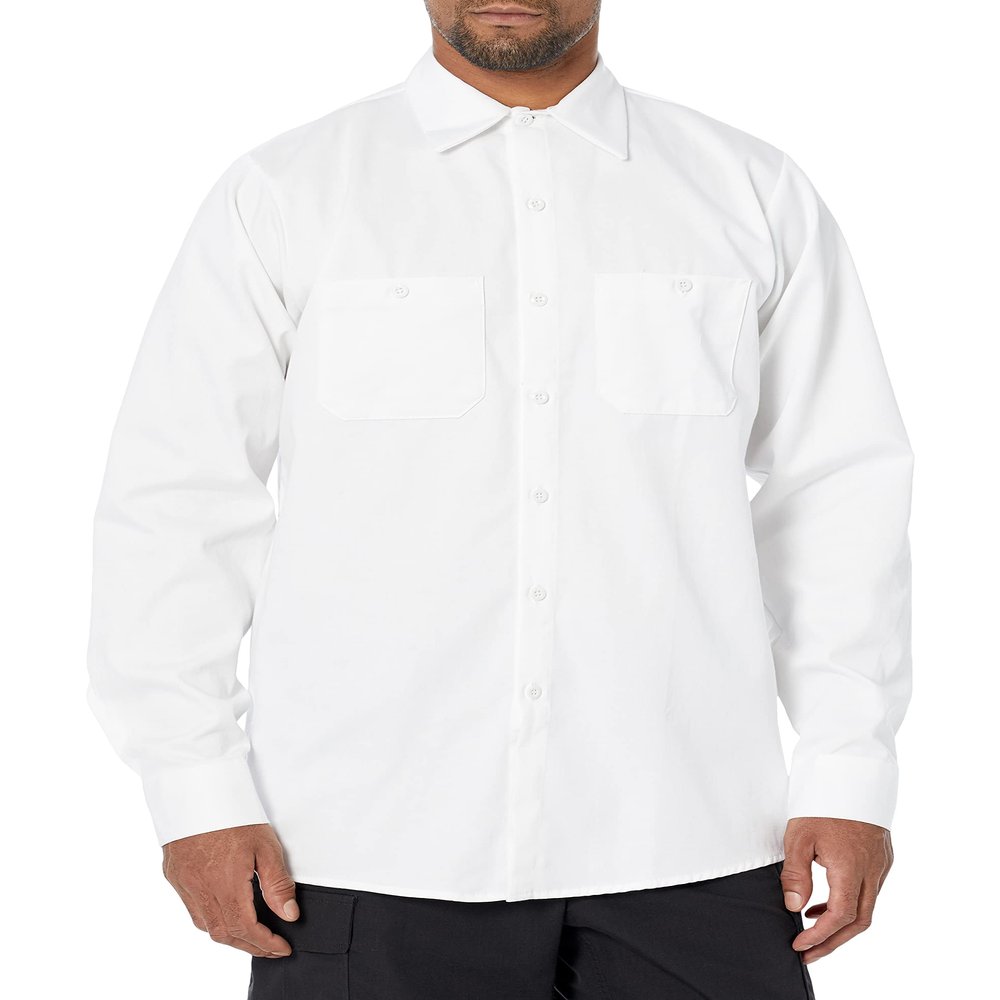 Red Kap Men's Wrinkle-Resistant Cotton Work Shirt, White, Long X-Large