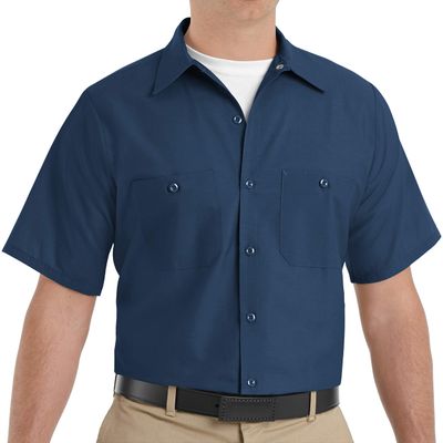 Red Kap Mens Industrial Shirt, Regular Fit, Short Sleeve, Navy, 6X-Large Tall US