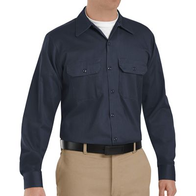 Red Kap Men's Deluxe Heavyweight Cotton Shirt, Dark Navy, Long X-Large