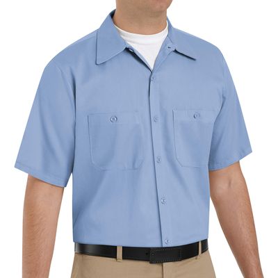 Red Kap mens Short Sleeve Wrinkle-Resistant Cotton Work Shirt Light Blue Medium