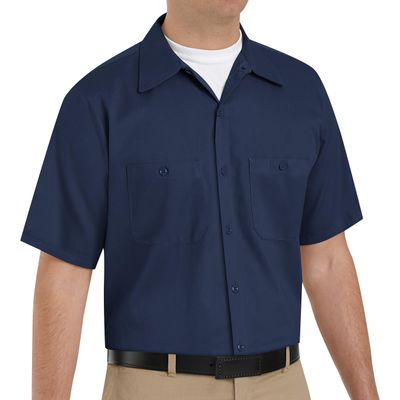 Red Kap mens Short Sleeve Wrinkle-Resistant Cotton Work Shirt Navy X-Large