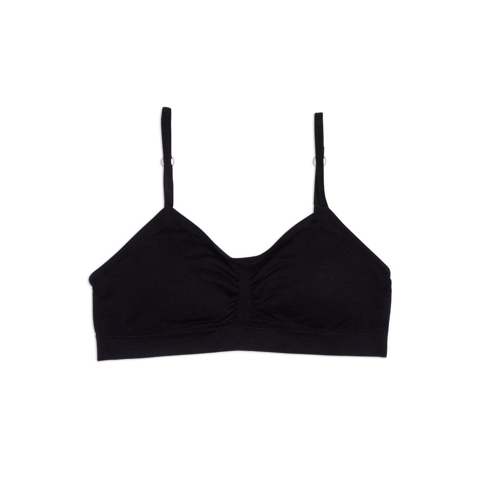 Maidenform Girl Big Girls' Slim Seamfree Ruched Crop, Black, Medium