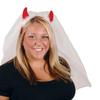 Beistle Devil Horns Headband with Veil, Novelty Costume Party Headware for Bachelorette, Bride to Be Celebration, Wedding Shower, 12" view 1