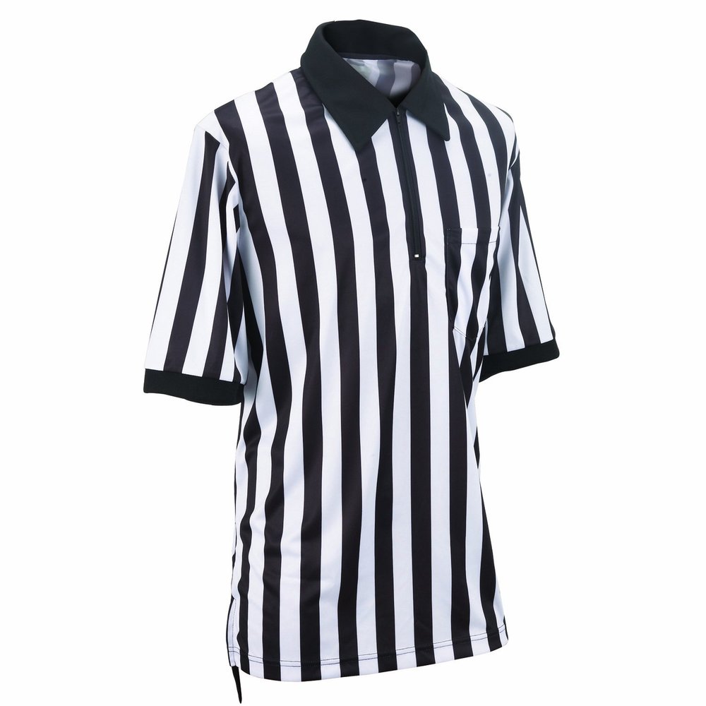 Adams USA Smitty FBS101 Football Officials Polyester Short Sleeve Shirt (Black/White, Small)